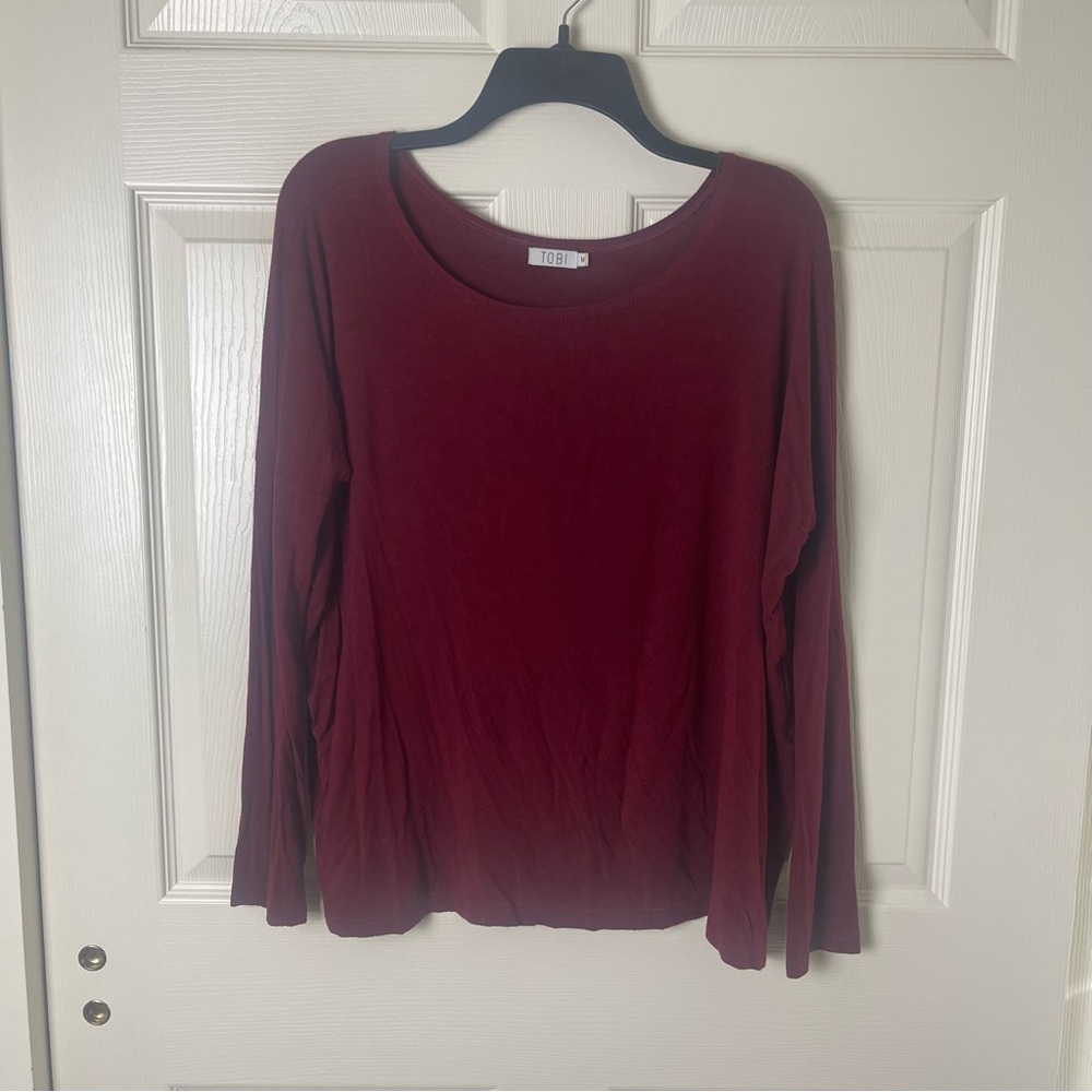 Tobi Deep Red Long Sleeve Top